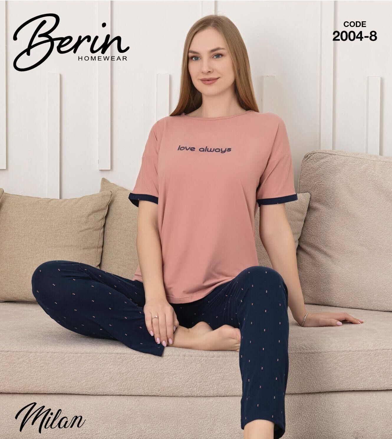BERİN 2004-8 MİLAN KISA KOL PİJAMA TAKIM