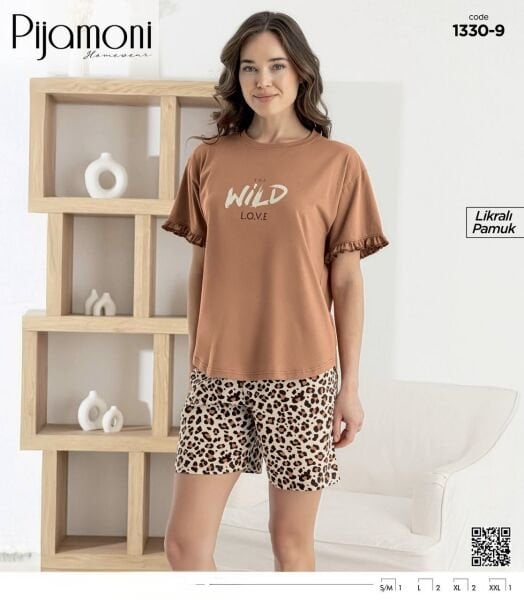 PİJAMONİ 1330-9 BAYAN KISAKOL ŞORTLU TAKIM