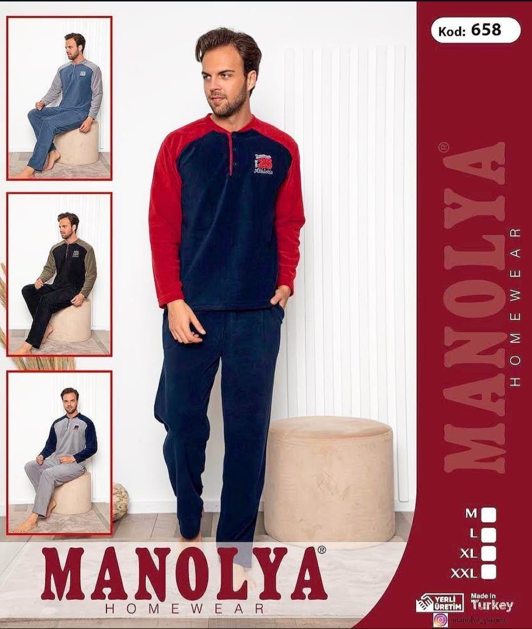 MANOLYA 658 ERKEK POLAR PİJAMA TAKIM
