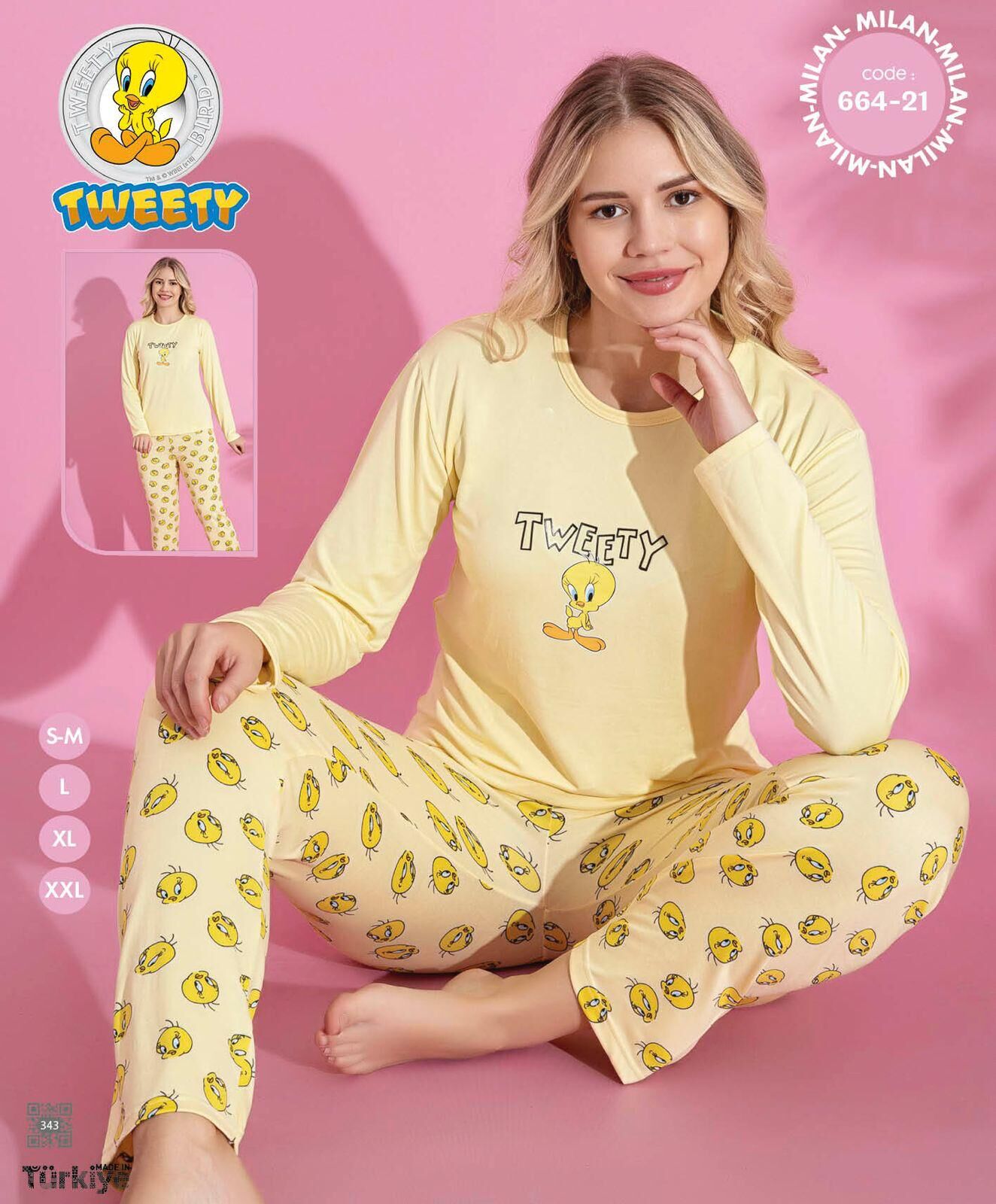 LANA 664-21 MİLAN SOFT BİS.YAKA PİJAMA TAKIMI