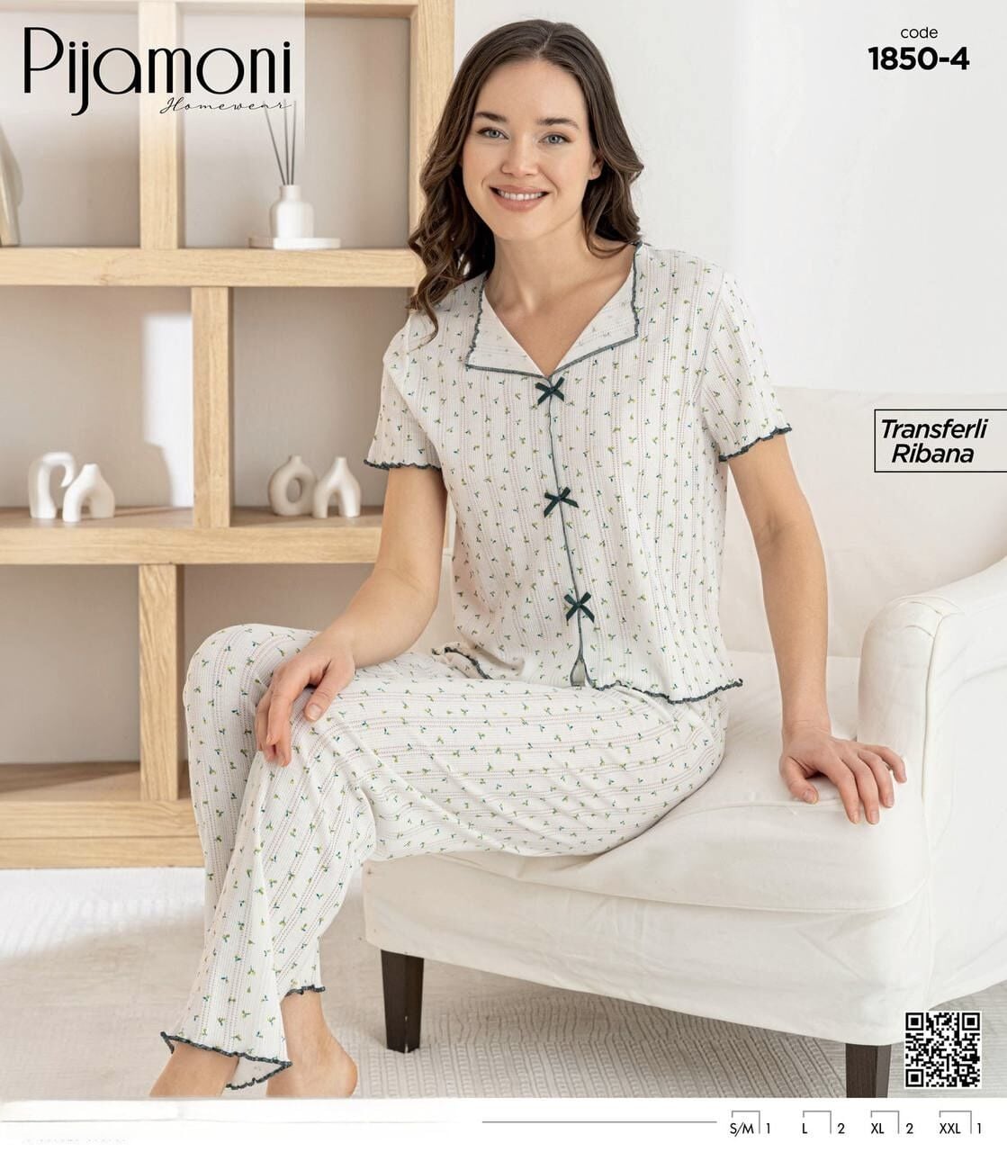 PİJAMONİ 1850-4 BAYAN KISA KOL PİJAMA TAKIM