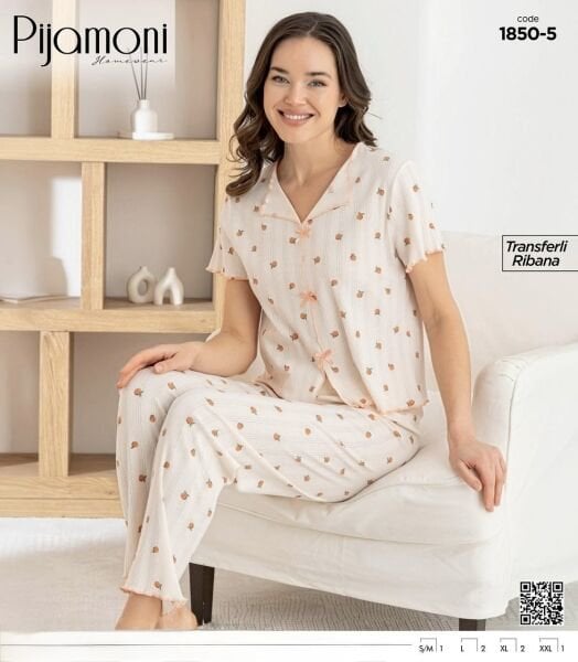 PİJAMONİ 1850-5 BAYAN KISA KOL PİJAMA TAKIM