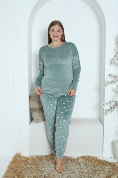 PİJAMONİ 4230-12 FRANSIZ BATTAL KADİFE PİJAMA TK