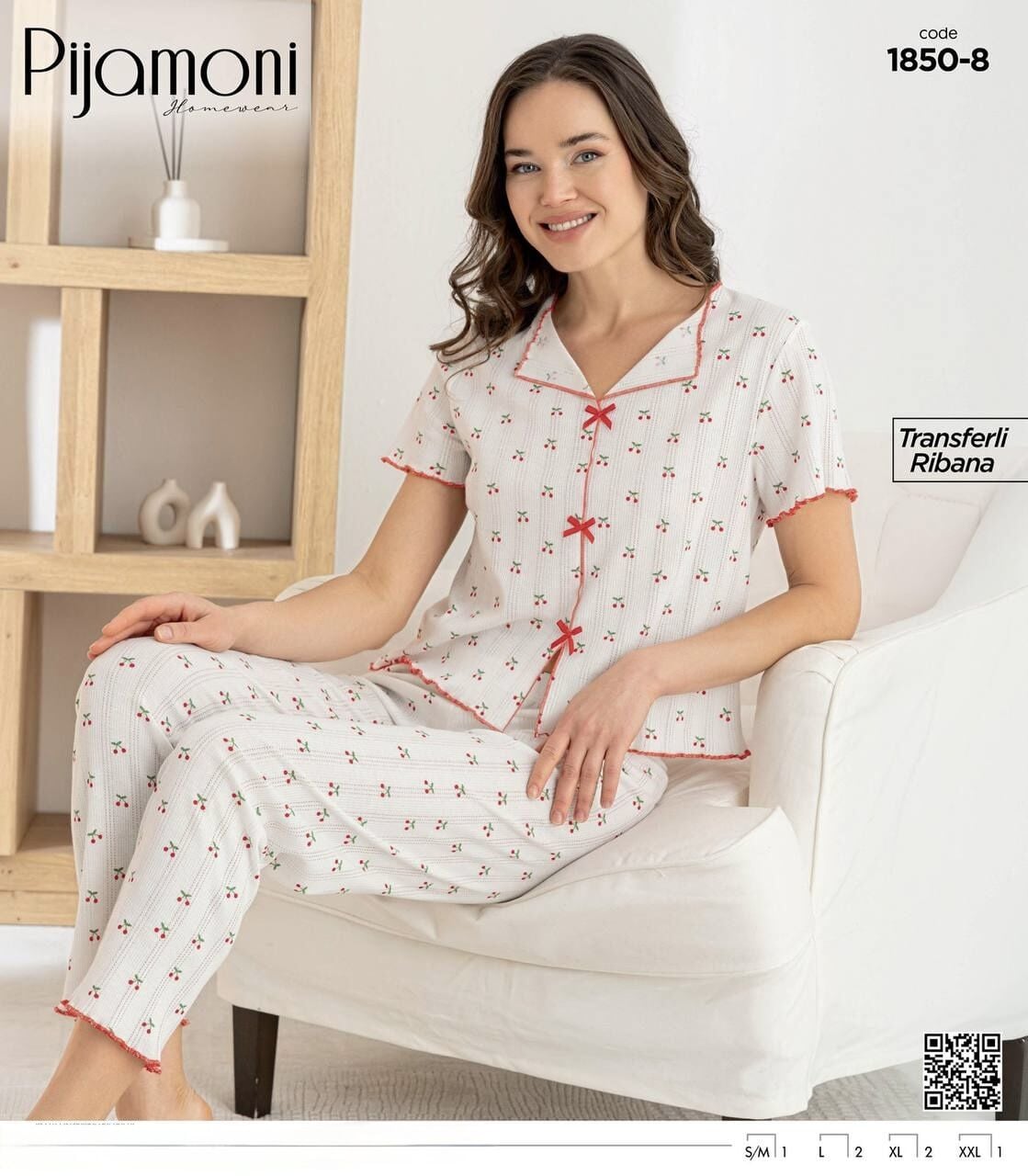 PİJAMONİ 1850-8 BAYAN KISA KOL PİJAMA TAKIM