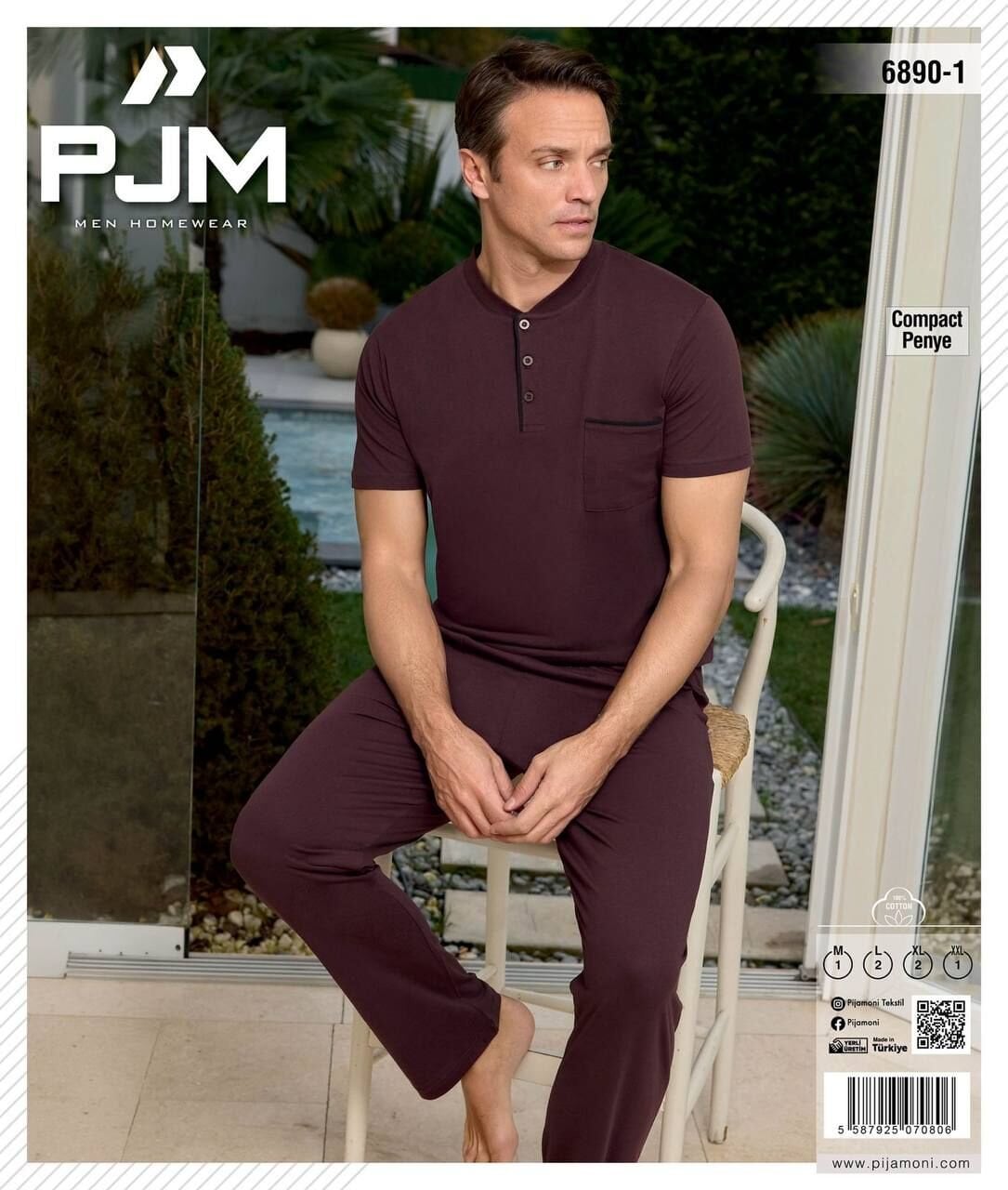 PJM 6890-1 ERKEK PENYE KISA KOL PİJAMA TAKIM