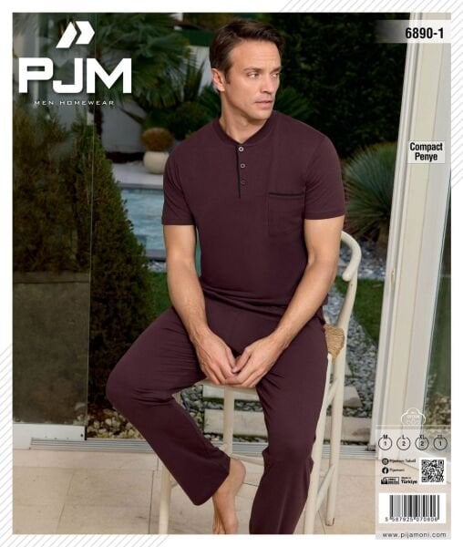 PJM 6890-1 ERKEK PENYE KISA KOL PİJAMA TAKIM