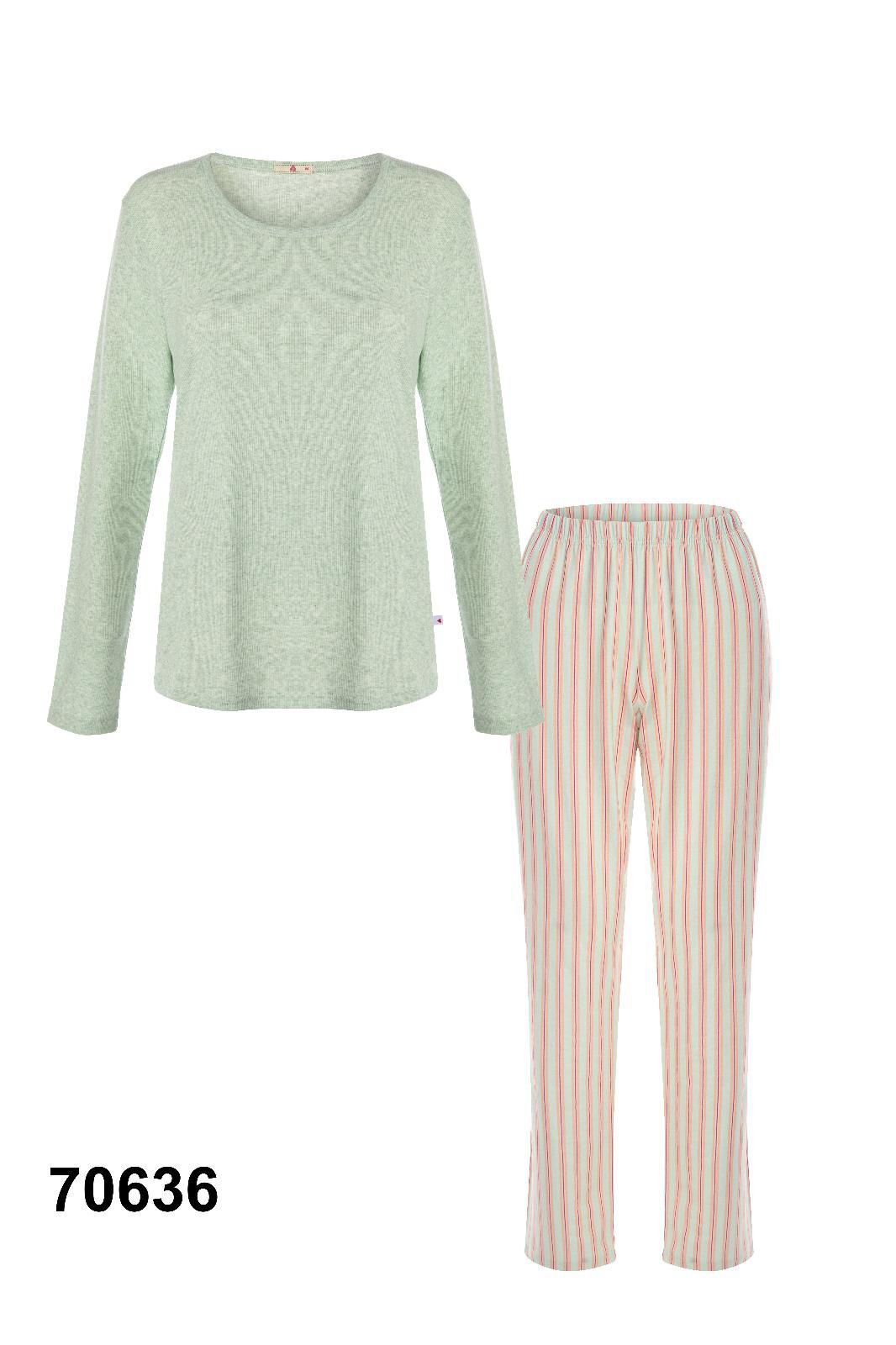 KOZA 70636 BAYAN MELANJ KAŞKORSE PİJAMA TAKIMI