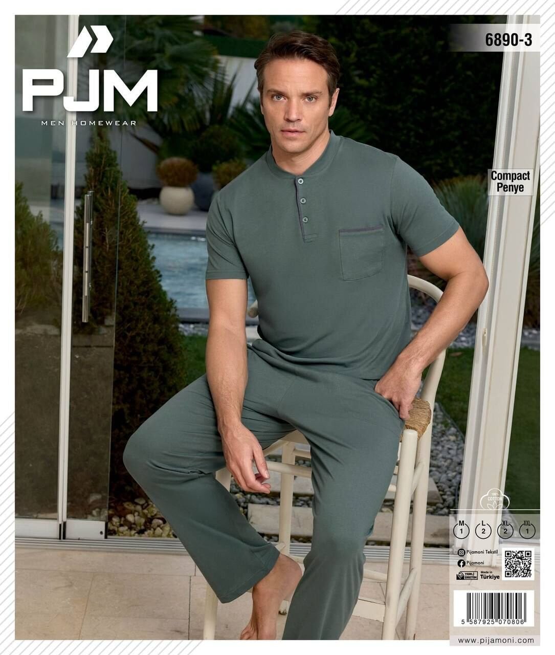 PJM 6890-3 ERKEK PENYE KISA KOL PİJAMA TAKIM