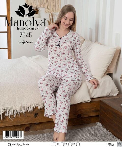 MANOLYA 7345 BAYAN VİSKON PİJAMA TAKIM