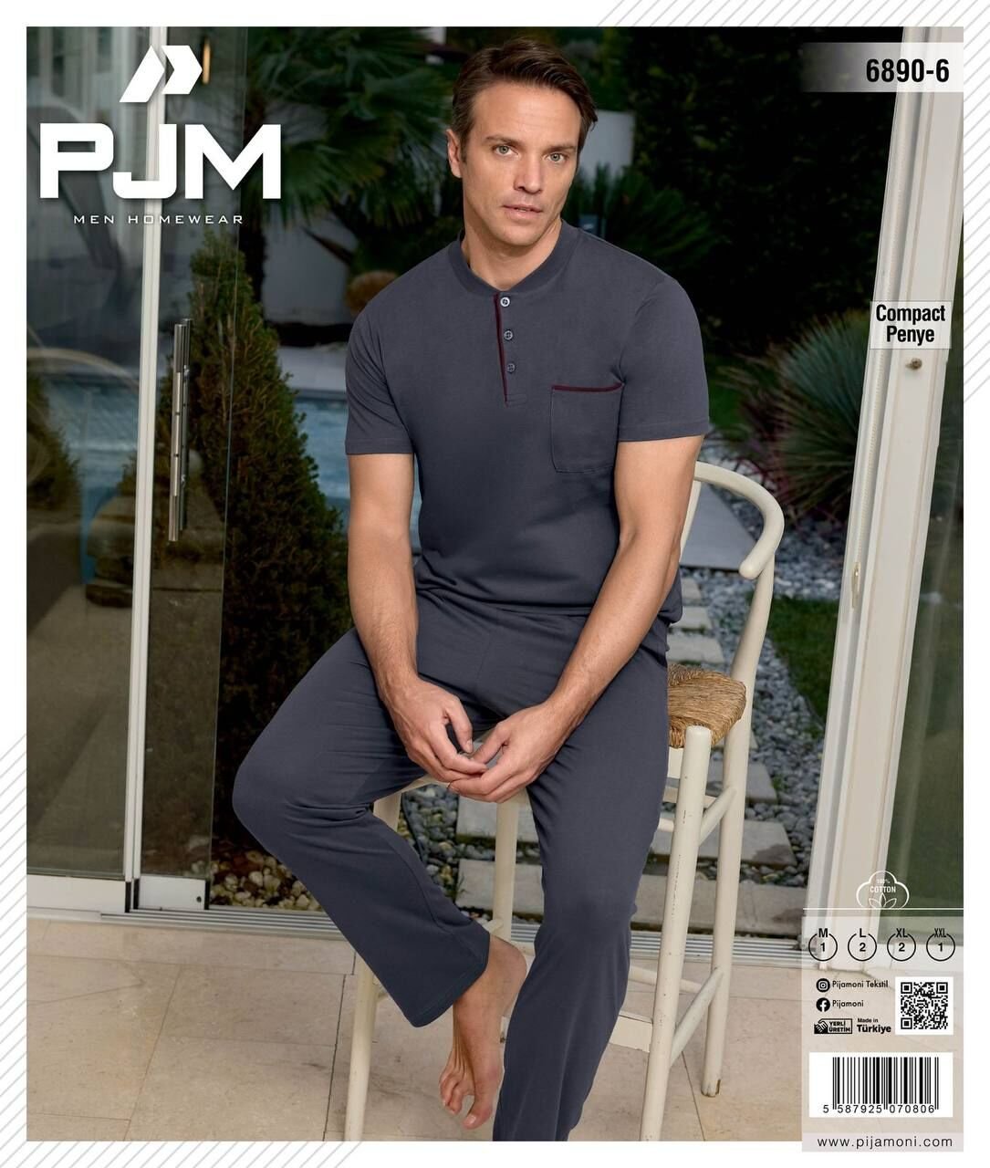 PJM 6890-6 ERKEK PENYE KISA KOL PİJAMA TAKIM