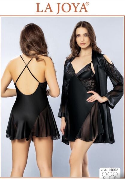 LAJOYA 14008 BAYAN KISA SATEN GECELİK M-L-XL