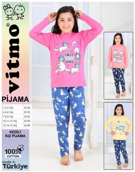 VİTMO 25159 MEOW SPACE KIZ PİJAMA 10-11-12 Y