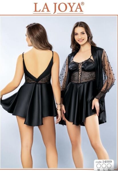 LAJOYA 14009 BAYAN KISA SATEN GECELİK M-L-XL