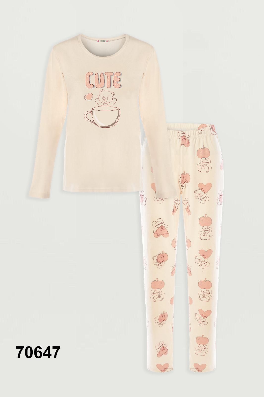 KOZA 70647 BAYAN UZUN KOL PİJAMA TAKIMI