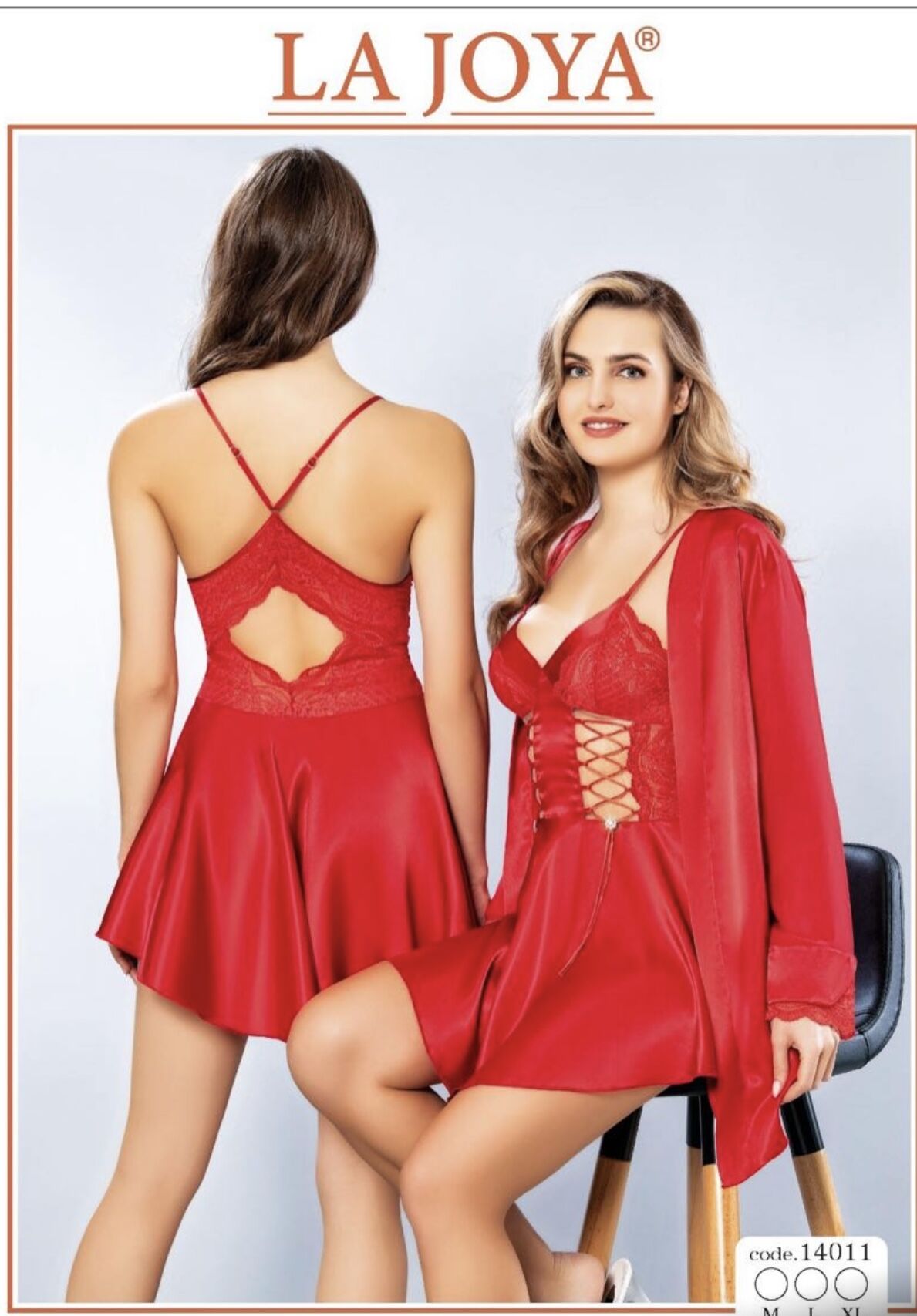 LAJOYA 14011 BAYAN KISA SATEN GECELİK M-L-XL