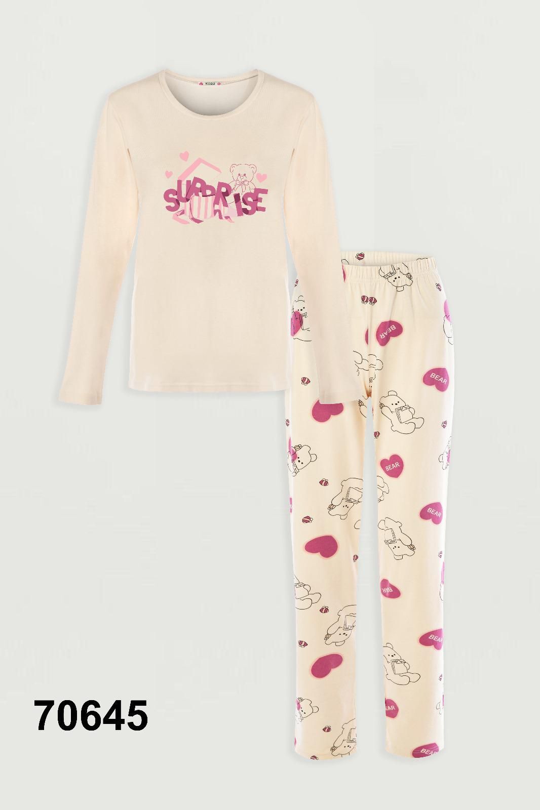 KOZA 70645 BAYAN UZUN KOL PİJAMA TAKIMI