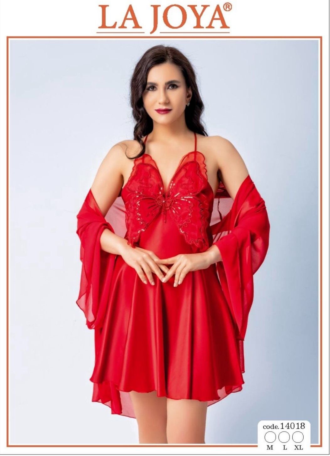 LAJOYA 14018 BAYAN KISA SATEN GECELİK M-L-XL