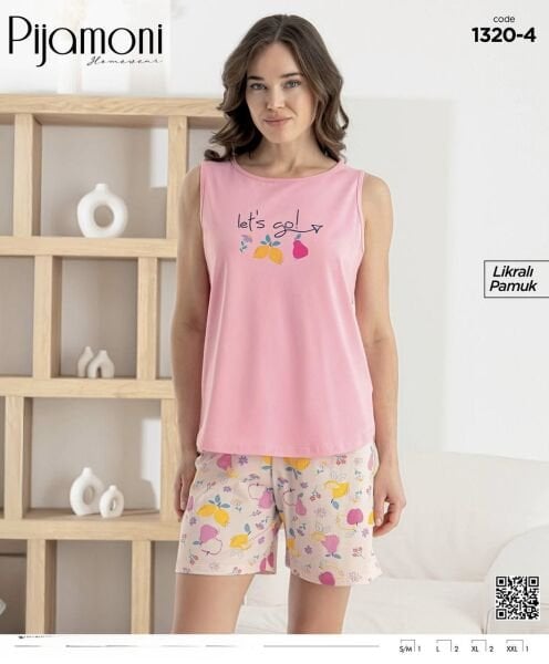PİJAMONİ 1320-4 BAYAN SIFIRKOL ŞORTLU TAKIM