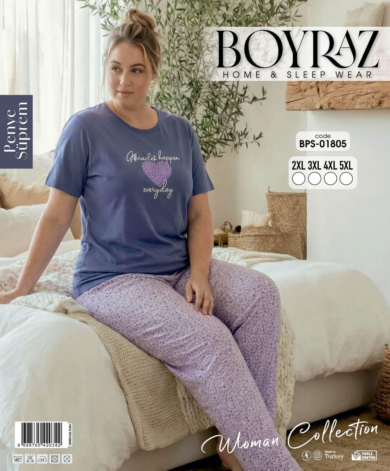 BOYRAZ 01805 SÜPREM PENYE BATTAL K.KOL PİJAMA TKM