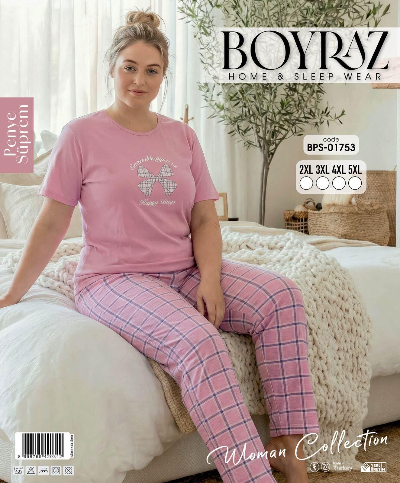 BOYRAZ 01753 SÜPREM PENYE BATTAL K.KOL PİJAMA TKM