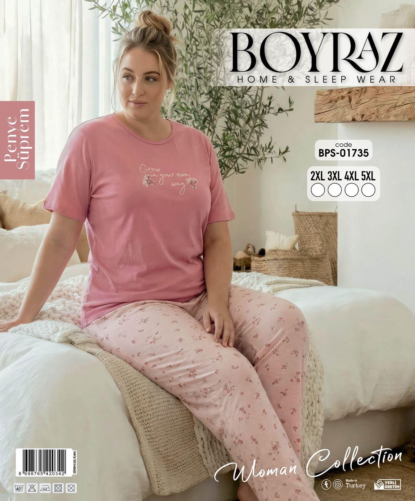 BOYRAZ 01735 SÜPREM PENYE BATTAL K.KOL PİJAMA TKM