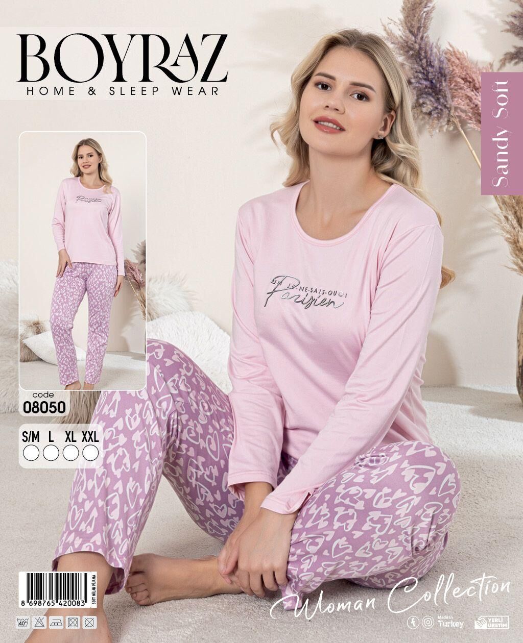BOYRAZ 08050 BAYAN SENDY SOFT  PİJAMA TAKIMI