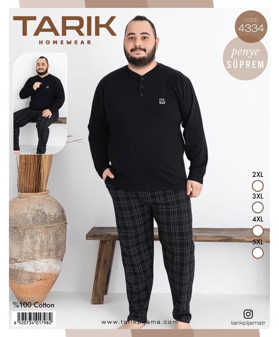 TARIK 4334 ERKEK PENYE BATTAL PİJAMA TAKIMI