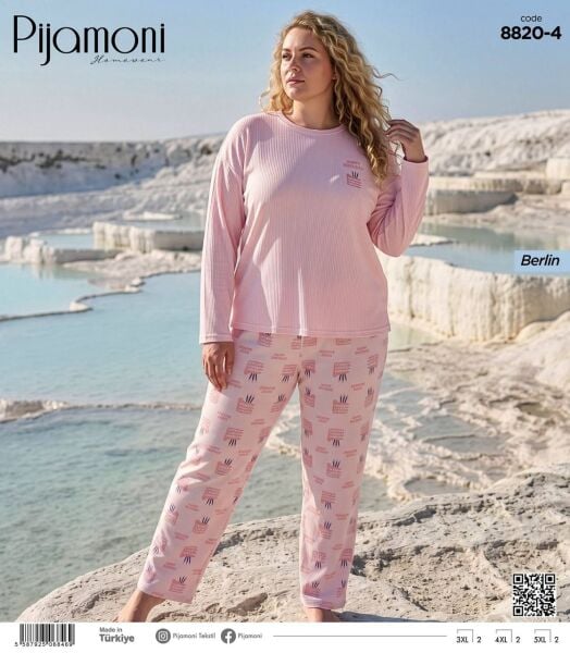 PİJAMONİ 8820-4 BERLİN RAPORLU BATTAL PİJAMA TAKIM