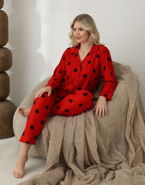 BOYRAZ 02294 BAYAN SÜET DÜĞMELİ PİJAMA TAKIMI