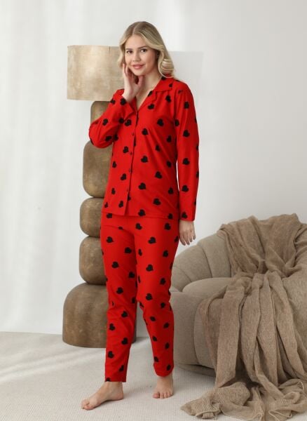 BOYRAZ 02294 BAYAN SÜET DÜĞMELİ PİJAMA TAKIMI