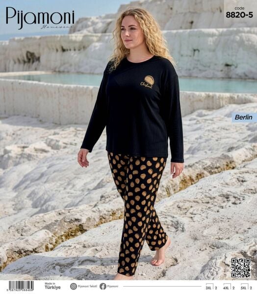 PİJAMONİ 8820-5 BERLİN RAPORLU BATTAL PİJAMA TAKIM