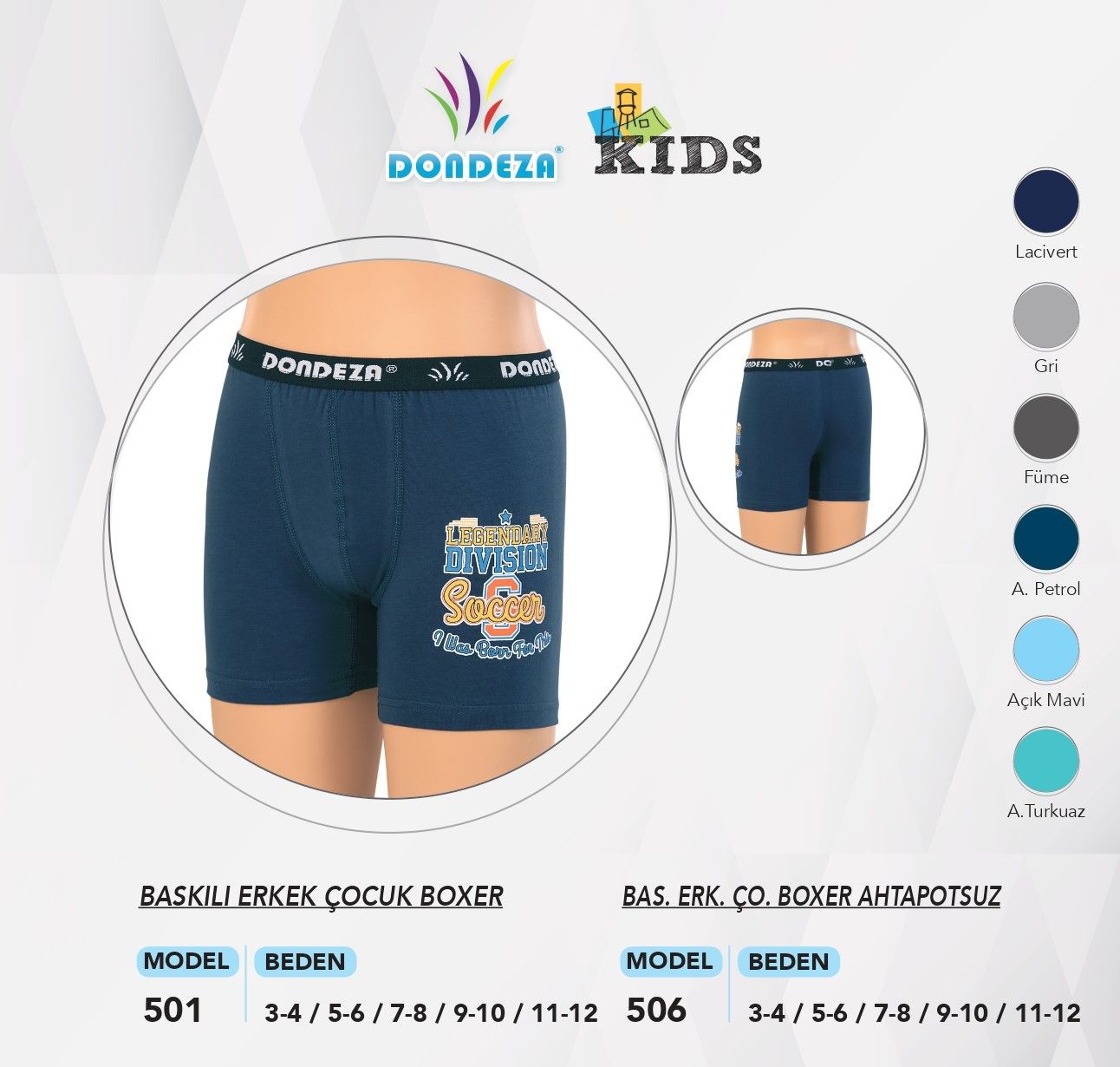 DONDEZA 506 ERKEK BASKILI ÇOCUK BOXER