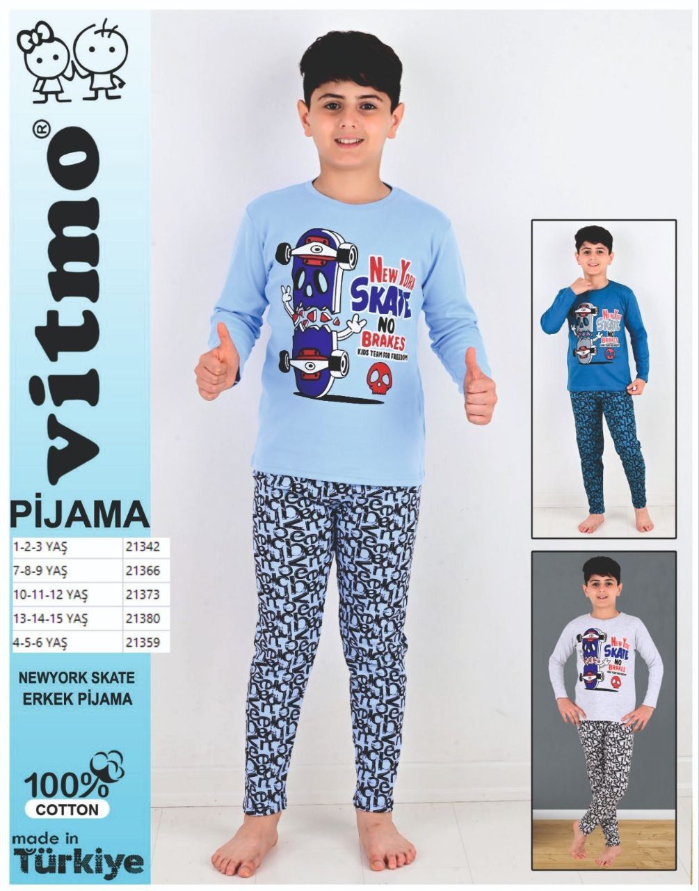 VİTMO 21342 NEW YORK SKATE ERKEK PİJAMA 1-2-3 Y