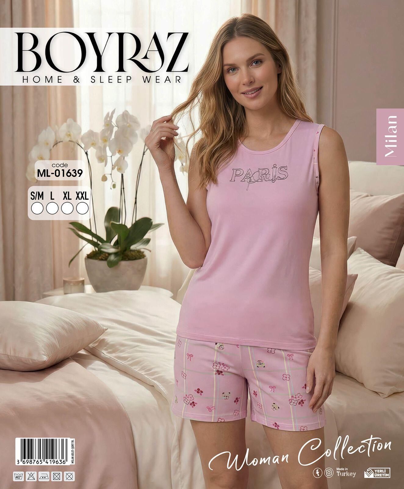 BOYRAZ 01639 MİLAN ATLET ŞORTLU PİJAMA TAKIM