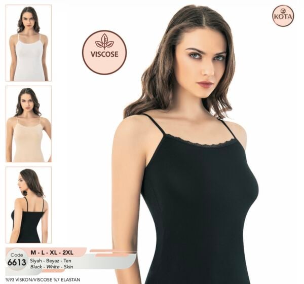 KOTA 6613 BAYAN YAKASI DANTELİ VİSKON ATLET