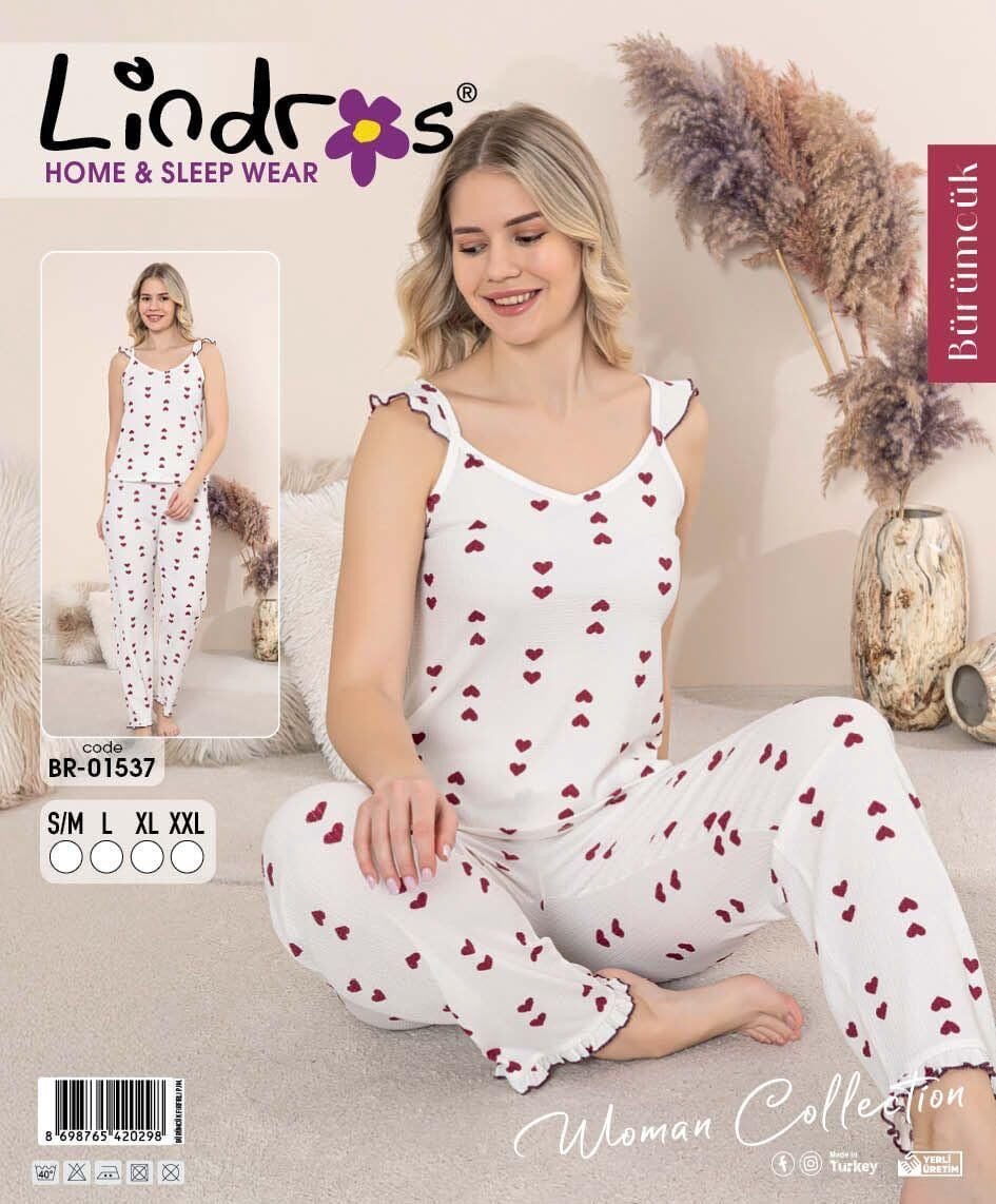LİNDROS 01537 BÜRÜMCÜK İPASKILI PİJAMA TAKIM