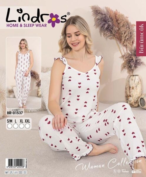 LİNDROS 01537 BÜRÜMCÜK İPASKILI PİJAMA TAKIM