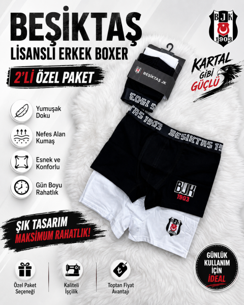 ÇİMPA BJ23081 BEŞİKTAŞ YETİŞKİN 2 Lİ BOXER