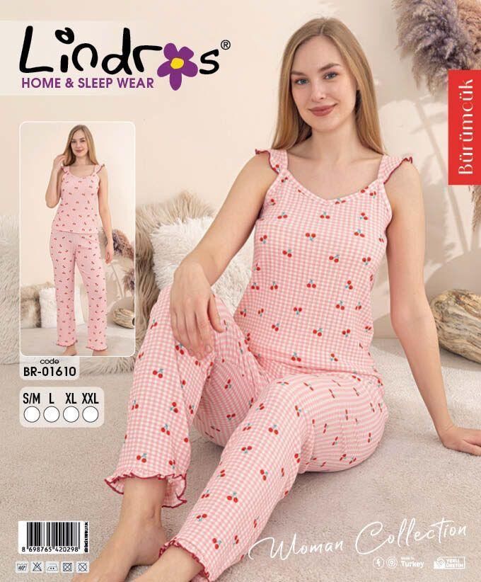 LİNDROS 01610 BÜRÜMCÜK İPASKILI PİJAMA TAKIM
