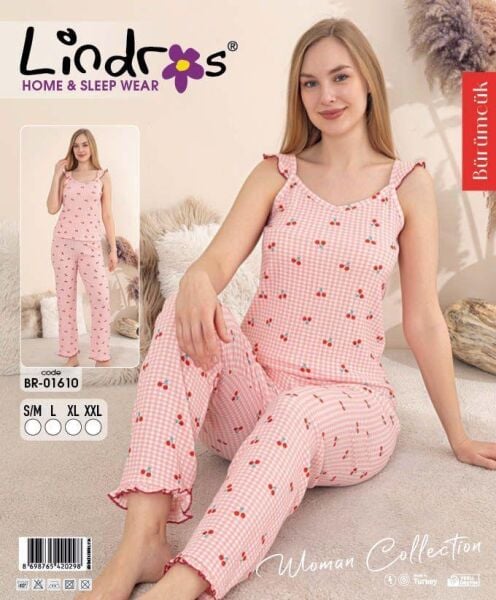 LİNDROS 01610 BÜRÜMCÜK İPASKILI PİJAMA TAKIM