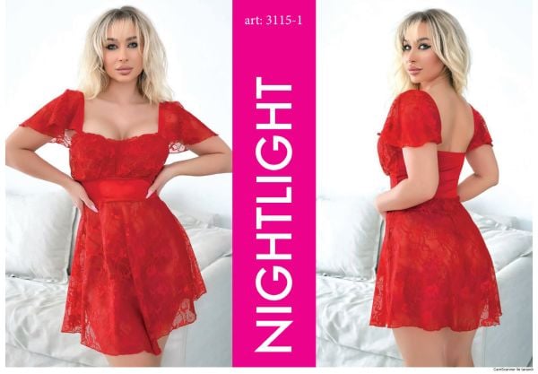 NIGHTLIGHT 3115-1 TÜL FANTAZİ GECELİK KIRMIZI