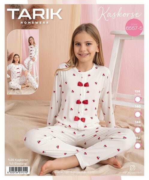 TARIK 6557-5 KIZ 10-15 YŞ KAŞKORSE PİJAMA TAKIM