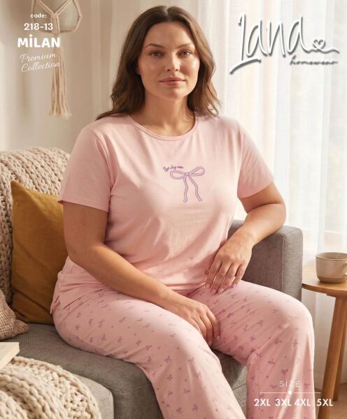 LANA 218-13 BAYAN MİLAN BATTAL KISA KOL PİJAMA TK