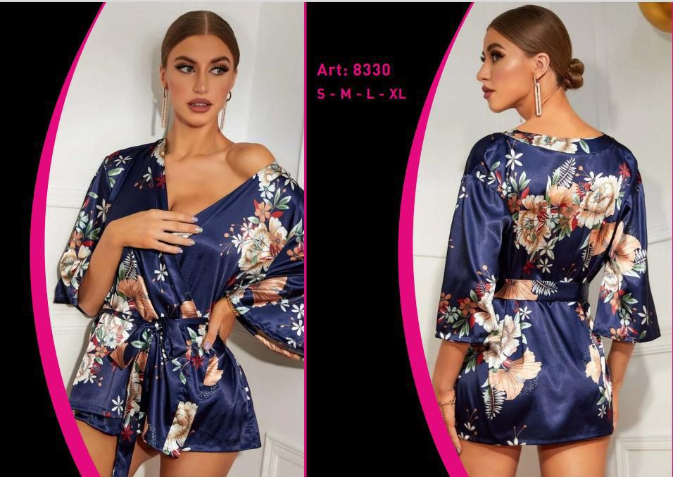 FOR DREAMS 8330 ÇİÇEKLİ SATEN SABAHLIK