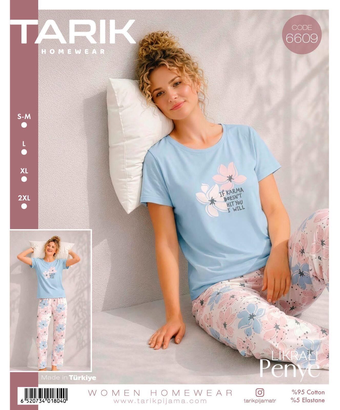 TARIK 6609 BAYAN KISA KOL PİJAMA TAKIMI