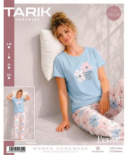 TARIK 6609 BAYAN KISA KOL PİJAMA TAKIMI
