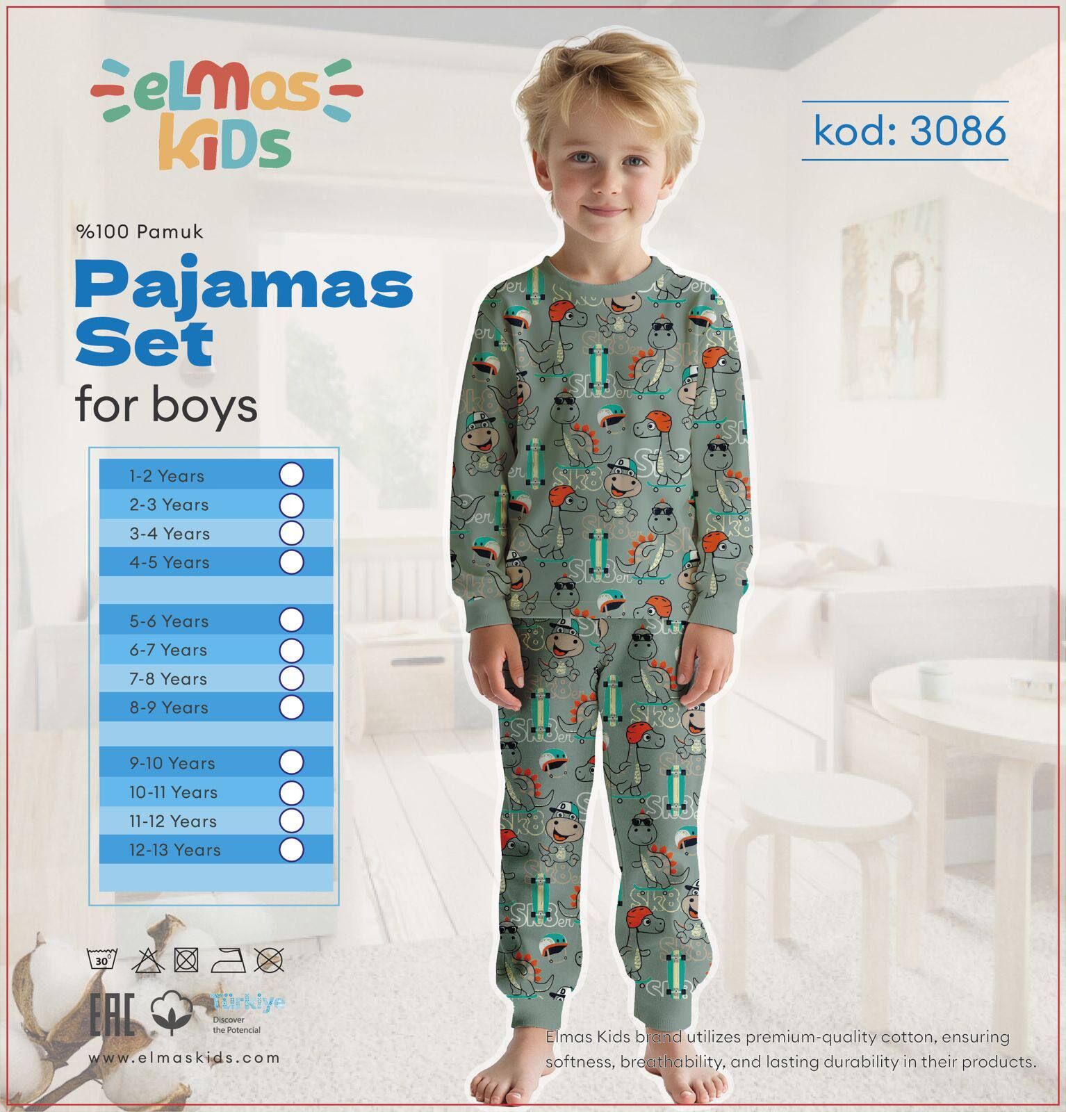 ELMAS 3086-1 ERKEK ÇOCUK 1-5 YAŞ PİJAMA TAKIM
