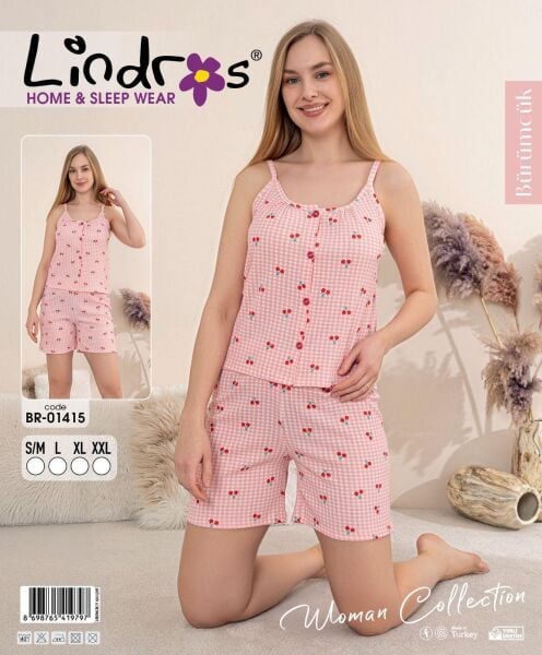 LİNDROS 01415 BÜRÜMCÜK DÜĞMELİ İP ASKILI ŞORTLU TK