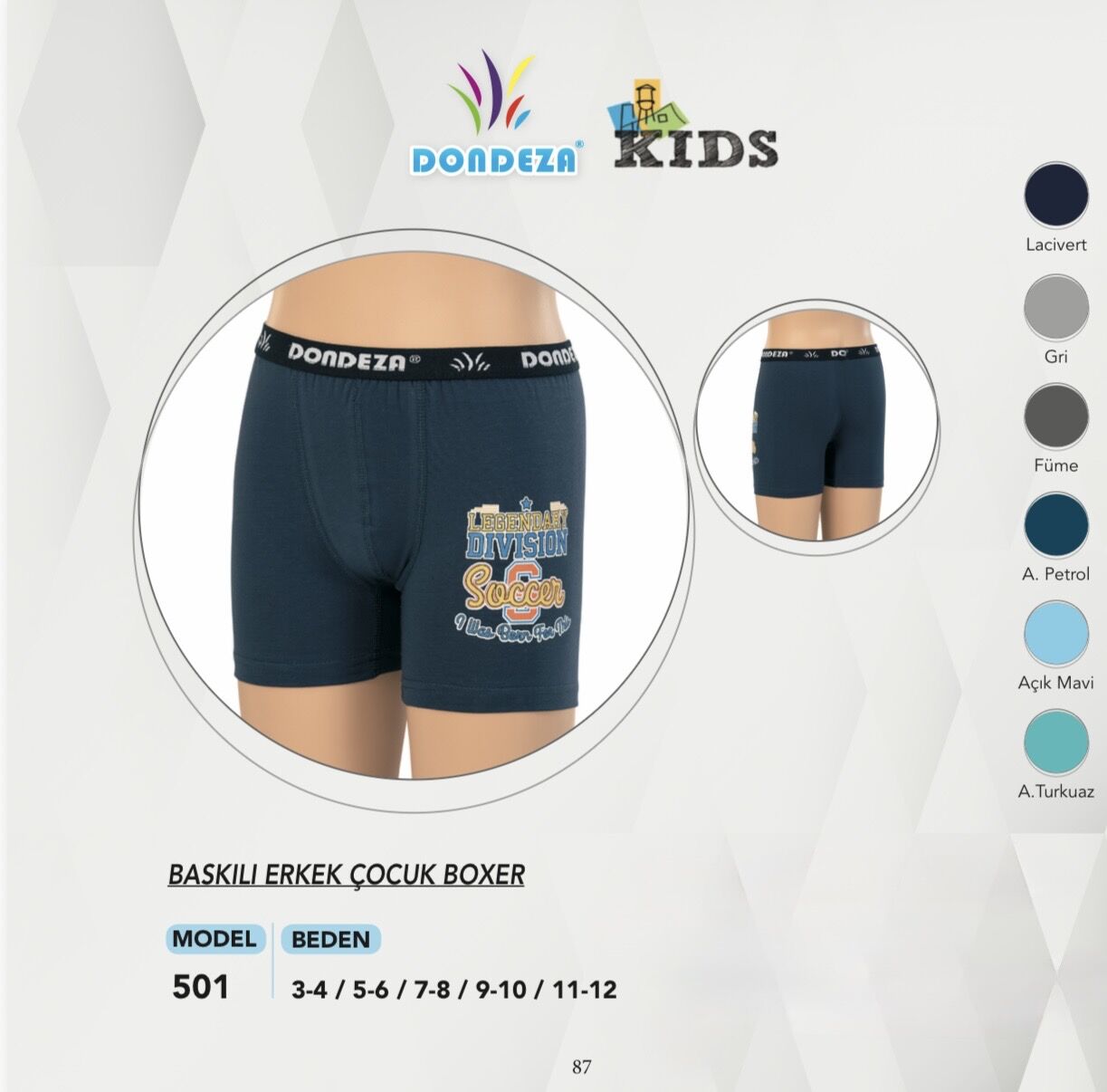 DONDEZA 501 ERKEK DESENLİ ÇOCUK BOXER