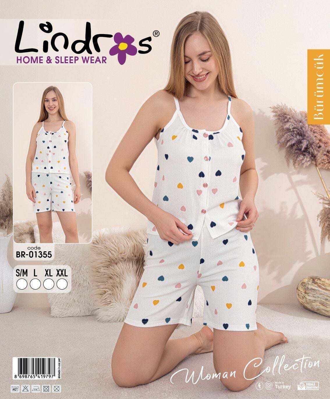 LİNDROS 01355 BÜRÜMCÜK DÜĞMELİ İP ASKILI ŞORTLU TK